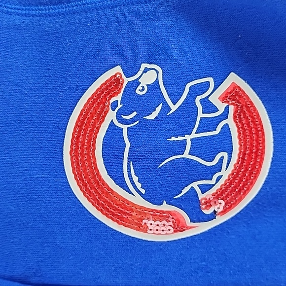 PINK Victoria's Secret Chicago Cubs zipup hoodie sweatshirt sequin Size Small - Picture 2 of 8